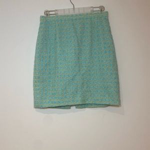 Escada by Margaretha Ley Blue and Yellow Tweed Skirt